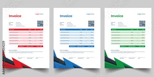 Modern Business Invoice Templates with Geometric Design