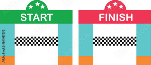 Start & Finish Line Icons | Racing Gates, Competition Milestones, Sport Track Elements & Game Graphics