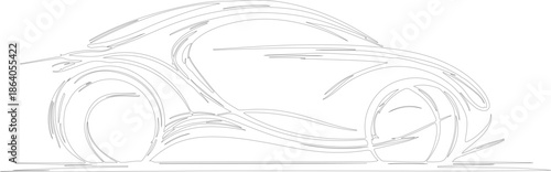 hand drawn sketch art or silhouette of a luxury car made by various geometric lines.
