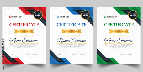 Modern Certificate Template Collection with Gold Accents