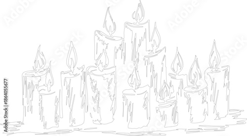 set of black and white silhouettes of lamps vector with various sketch art or line art of geometric lines