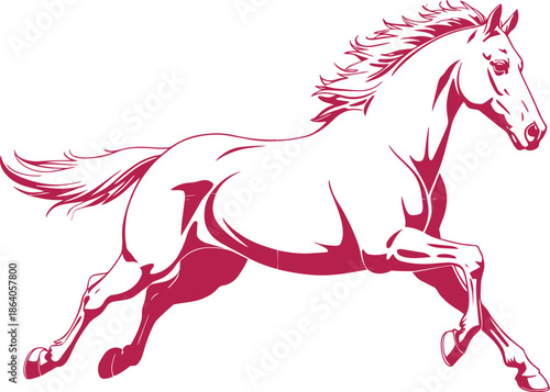 Majestic horse running powerful gallop silhouette dynamic pose equine animal speed motion illustration vector.