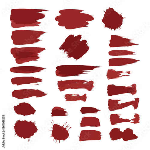 paint, brush, stroke, watercolor, red, splash, ink, texture, background, abstract, vector, artistic, design, element, blood, maroon, smeared, isolated, hand drawn, creative, palette, set, collection, 