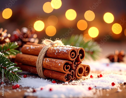 Bundle of cinnamon sticks, Generated image	
