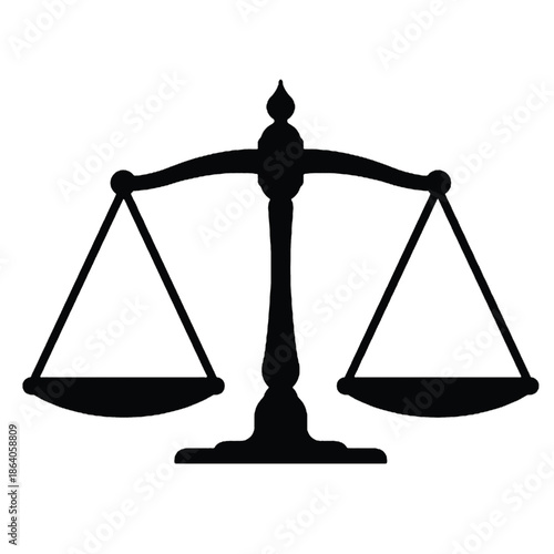 A 3d golden scales of justice icon on a white background symbolizes legal balance and law measurement for a lawyer or court