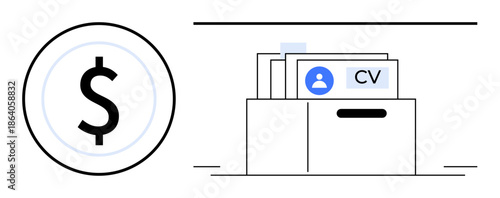 Recruitment concept. Recruitment involves organizing CVs, managing financial budgets, and selecting candidates. Recruitment supports HR, staffing industries, career planning, and employment processes