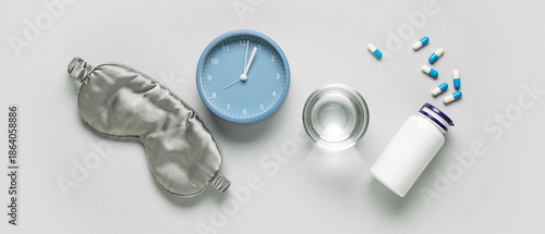 Melatonin pills with glass ...