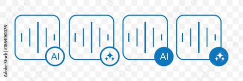 AI Voice Speaker Icon Set. Artificial Intelligence Sound and Communication Technology Symbols