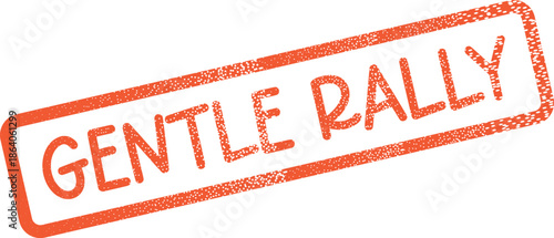 Distressed Gentle Rally orange stamp impression for event branding and community gathering notifications