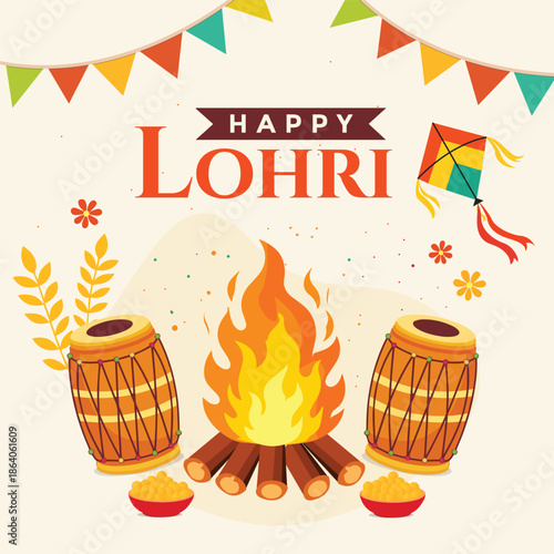 Lohri festival social media post and banner template design