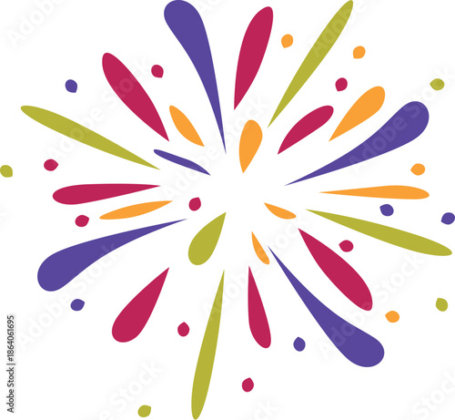 Brightly colored fireworks exploding against a white background, celebrating a special occasion