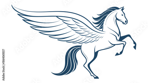Majestic winged horse in dynamic pose with flowing mane