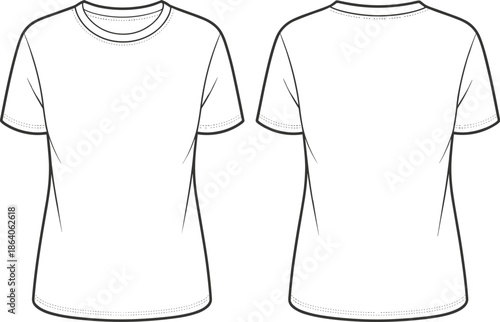 CAD streetwear flat vector illustration of blank hoodie, t-shirt, and short sleeve button down shirt technical drawing templates for fashion design