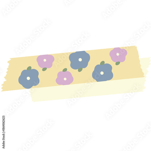 花柄の黄色いマスキングテープ