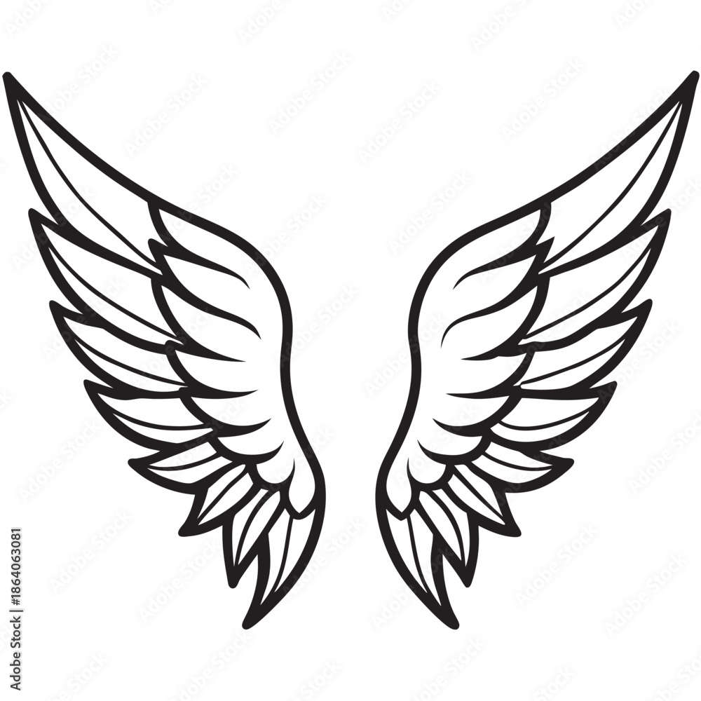 Fototapeta premium Wings Line Art Vectors