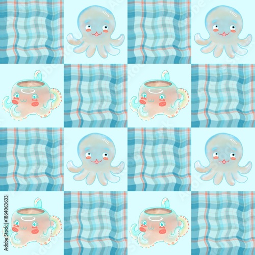Cute Octopus Seamless Pattern