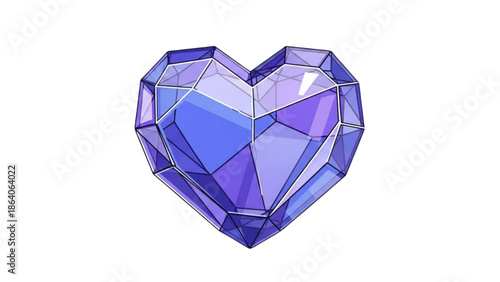 A vibrant blue crystal heart illustration on a clean white background from a front viewpoint