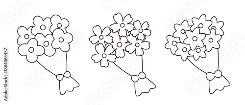 Set of Valentine's Day Bouquet  outline, coloring pages and templates.
For celebrating Valentine's Day, wedding,  mother's day or birthday.
White Background.
