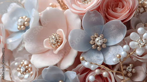 Flower with Jewels Background