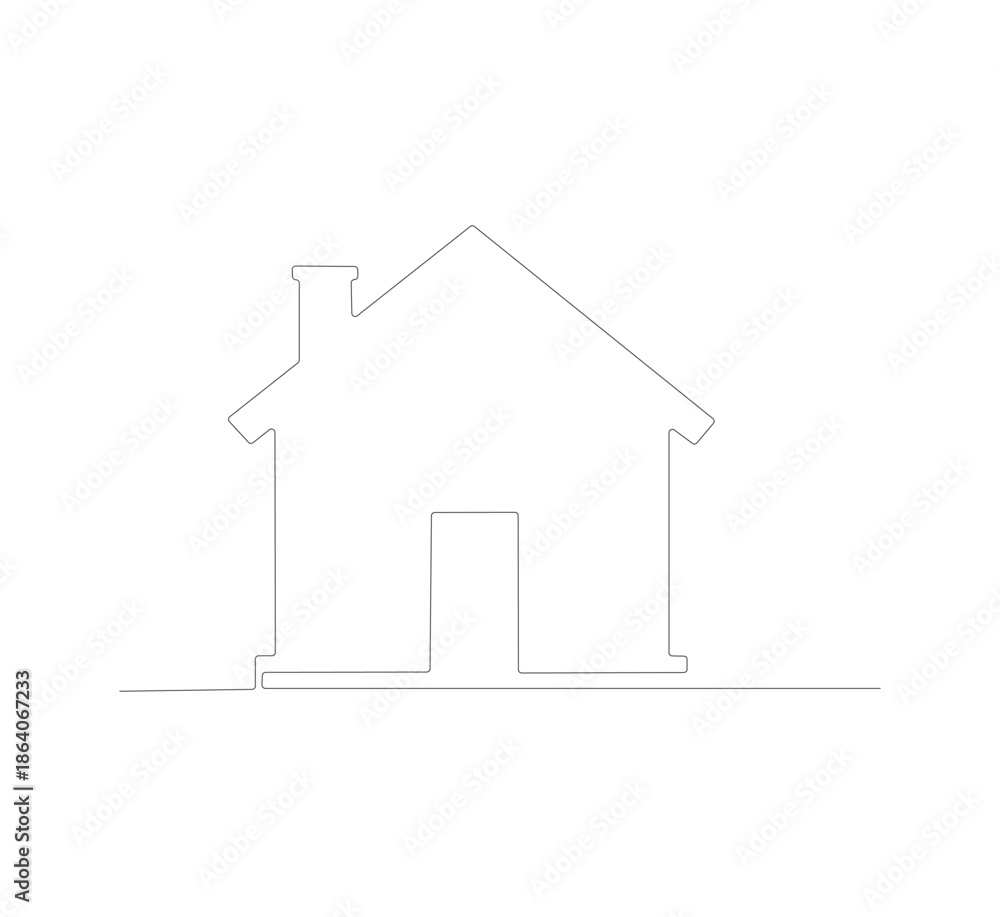 Fototapeta premium Continuous one line drawing of minimalist house. One line drawing illustration of dream house. Architectural house concept vector art. Doodle line illustration. Downloadable and editable