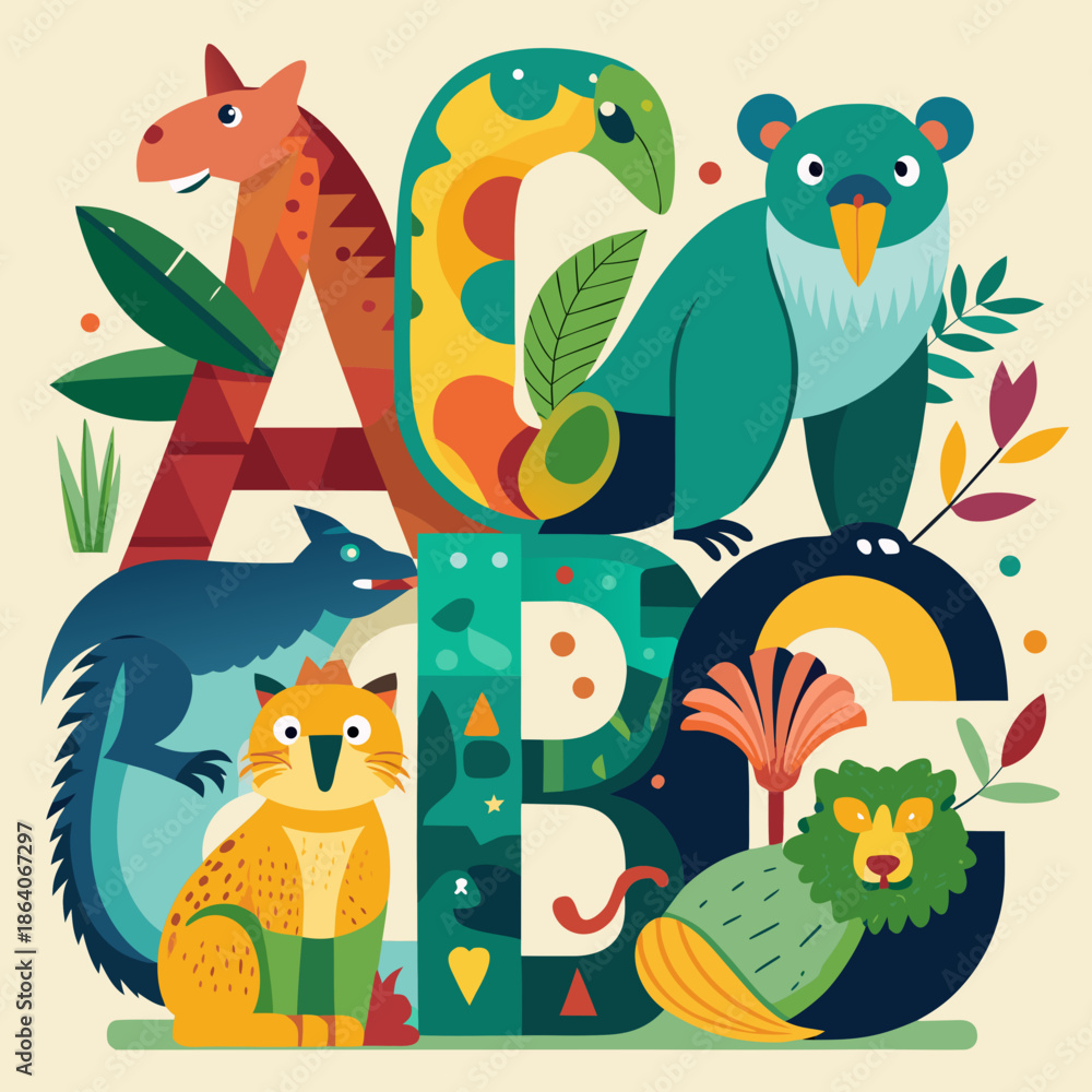Naklejka premium vector Alphabet letters animals