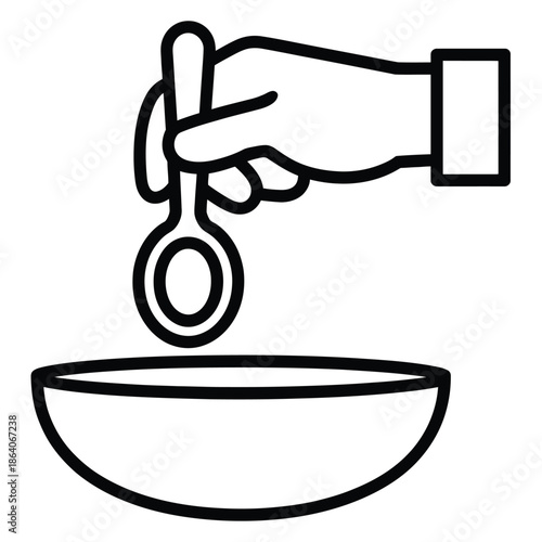 Hand pouring liquid into bowl isolated on white background, Vector, illustration