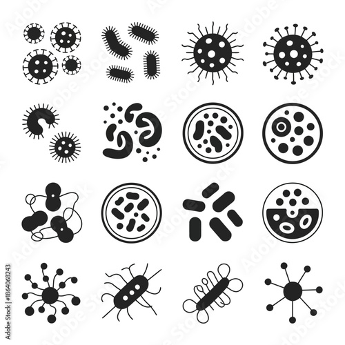Bacteria icon, microscopic germ symbol representing infection