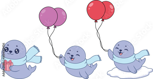 Celebrating seal pups with balloons and gifts