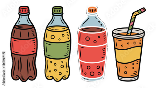 Refreshment Array: A visually appealing illustration presents a collection of beverages, showcasing various colors and shapes.