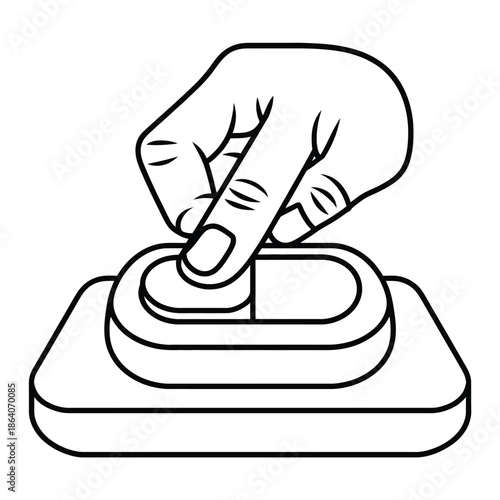 Hand pressing button isolated on white background, Vector, illustration