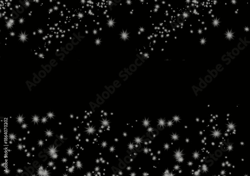 Beautiful sparkling stars on black background with varying sizes and intensity creating a magical atmosphere perfect for festive and celebratory designs.