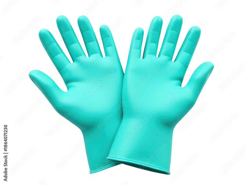Obraz premium Pair of blue latex gloves on a clean white background