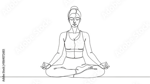 Woman Meditating in Lotus Position on White Background
