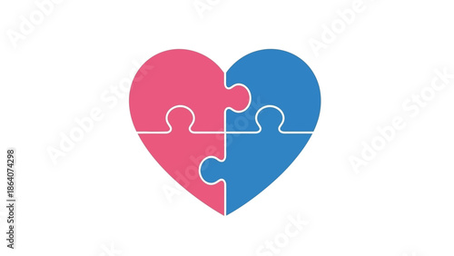 Colorful heart-shaped puzzle pieces symbolizing love and unity