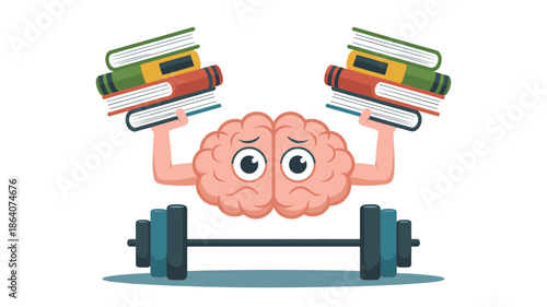 Brain lifting books like weights at gym for mental strength