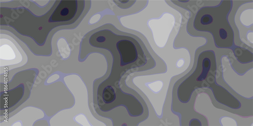 Abstract topographic contour map with smooth, flowing lines in shades of gray and purple, suggesting elevation changes and organic forms for a modern backdrop