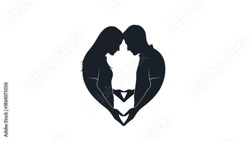 Silhouette of Couple Forming Heart Shape with Hands