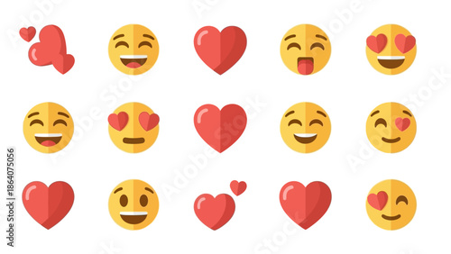 Collection of Heart and Smiling Face Emojis with Love Expressions