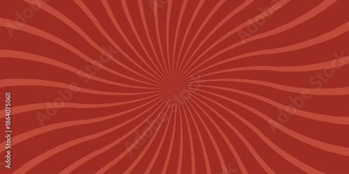 Warm red swirling sunburst pattern background with radiating wavy lines, evoking energy and retro design aesthetics for creative projects