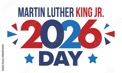Martin Luther King, Jr. Day. Celebrated annual in United States in January, federal holiday. African American Rights Fighter. Patriotic american elements. Poster, card, banner, background. Vector
