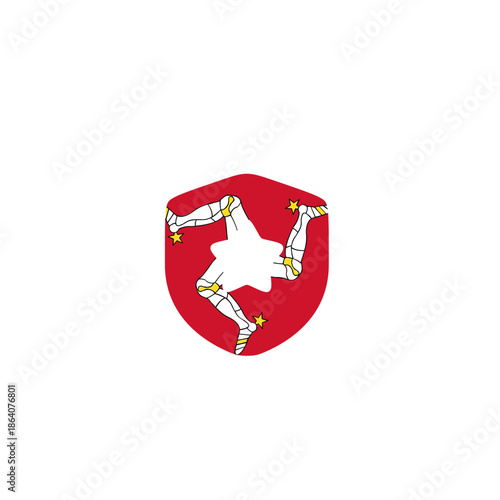 Isle Of Man Flag Shield Star In Icon