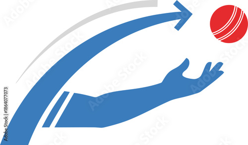 Hand throwing a cricket ball, isolated on transparent background