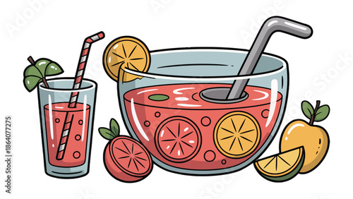 Refreshing Summer Drinks: A vibrant scene of delicious, fruity summer drinks to quench thirst and refresh the senses, perfect for a hot day or a celebratory gathering.