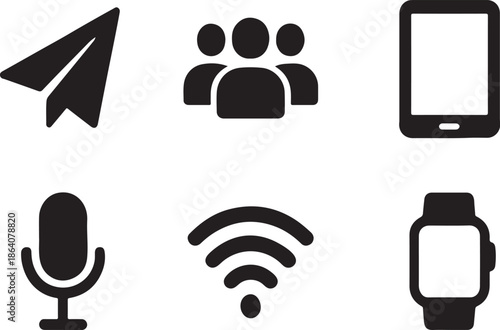 Wallpaper Mural Minimalist Tech Icon Set Flat Design UI Symbols in 2x3 Grid Torontodigital.ca