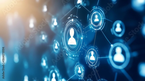 Innovative hiring solutions shown in an AI powered digital recruitment network for better talent acquisition and human resource management in a modern setting