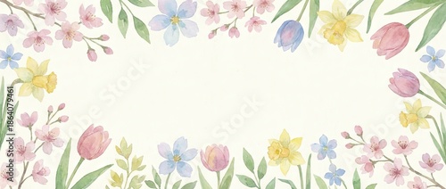 Floral template for spring holiday cards/invitations