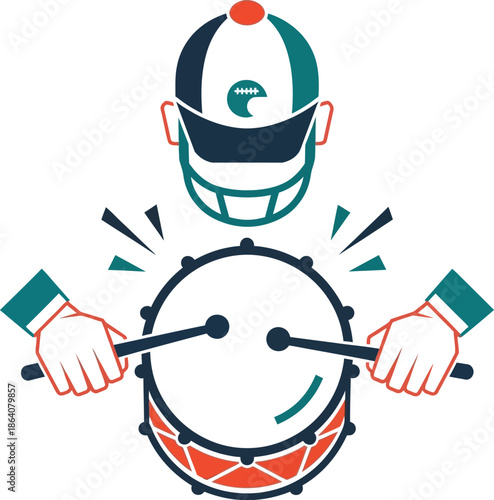 Drummer playing drum, isolated on transparent background