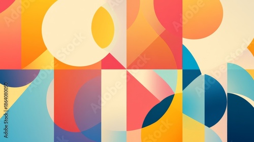 Colorful abstract geometric design featuring overlapping forms and gradients suitable for education and youth workshops in creative and modern settings