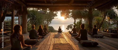 Early in the morning, residents of the real tropical bungalow engage in yoga and stretches.