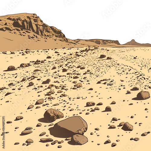 Desert plateau with scattered stones realistic rocky terrain 1